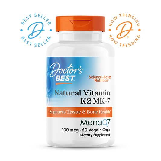 Natural Vitamin K2 MK7 with MenaQ7, 100mcg - 60 vcaps