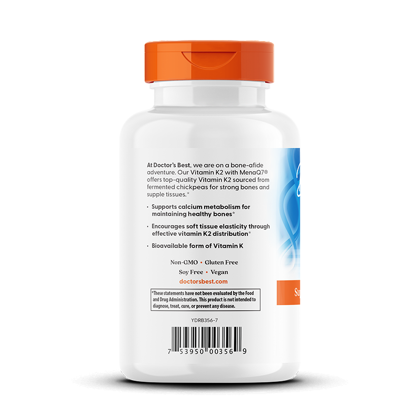 Natural Vitamin K2 MK7 with MenaQ7, 45mcg - 180 vcaps