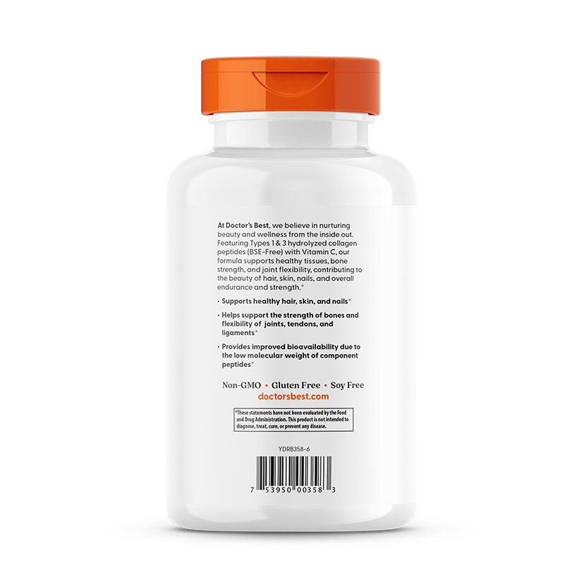 Collagen Types 1 and 3 with Peptan and Vitamin C, 3000mg - 180 tabs