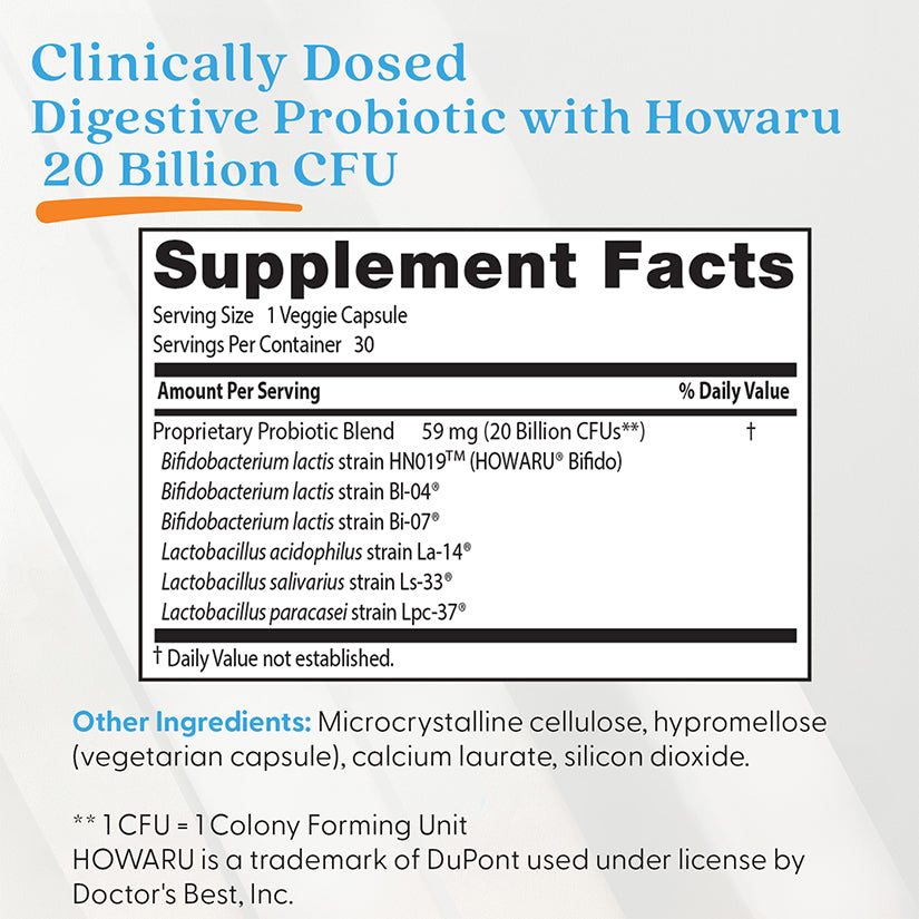 Digestive Probiotic, 20 Billion CFU - 30 vcaps