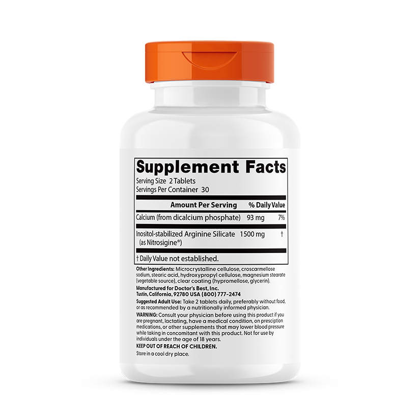 Fast Acting Arginine Complex with Nitrosigine, 750mg - 60 tablets