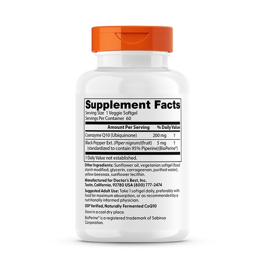 High Absorption CoQ10 with BioPerine, 200mg - 60 veggie softgels