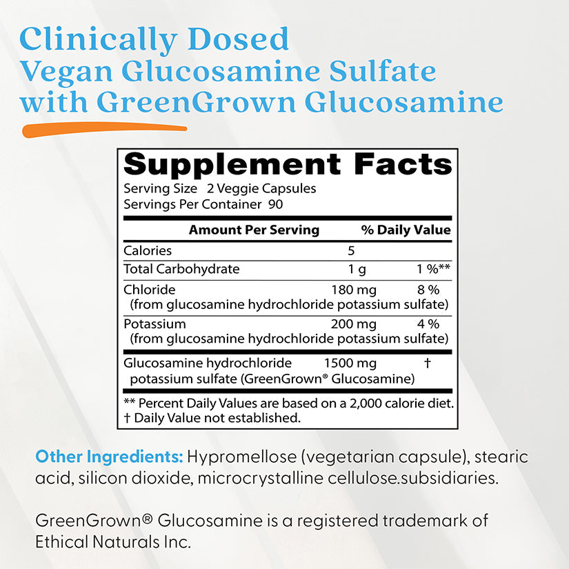 Vegan Glucosamine with GreenGrown, 1500mg - 180 vcaps