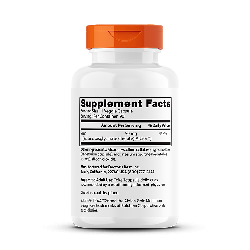 High Absorption Zinc Bisglycinate, 50mg - 90 vcaps
