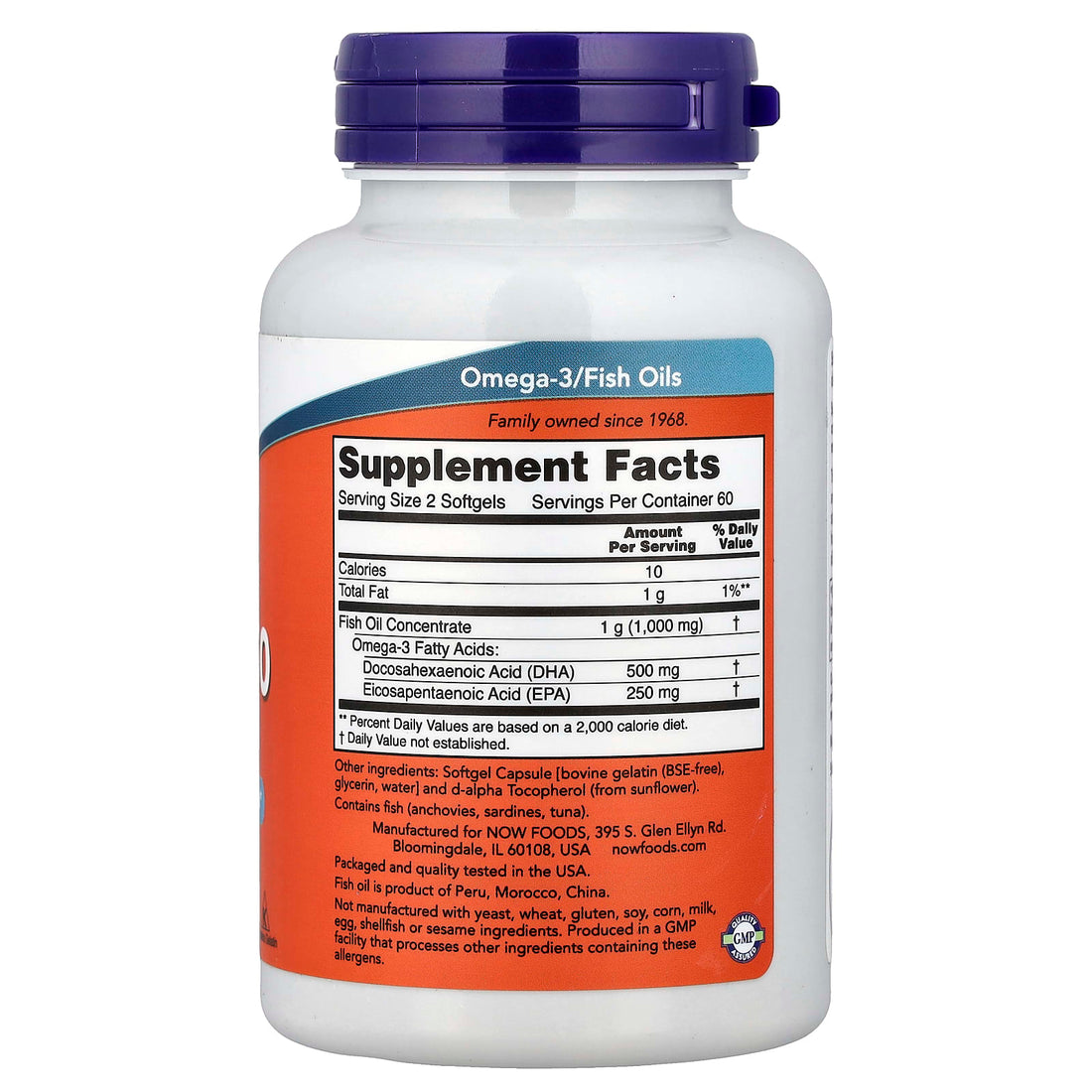 NOW Foods DHA-250, 250 DHA / 125 EPA - 120 softgels - image 3