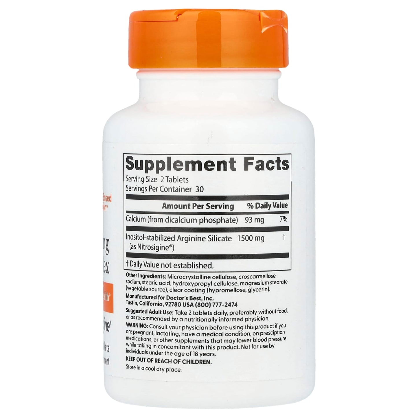 Fast Acting Arginine Complex with Nitrosigine, 750mg - 60 tablets