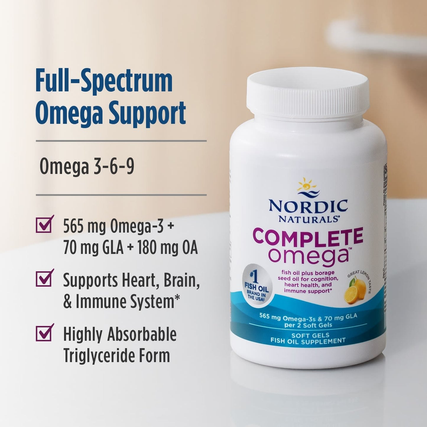 Complete Omega, 565mg Lemon - 180 softgels
