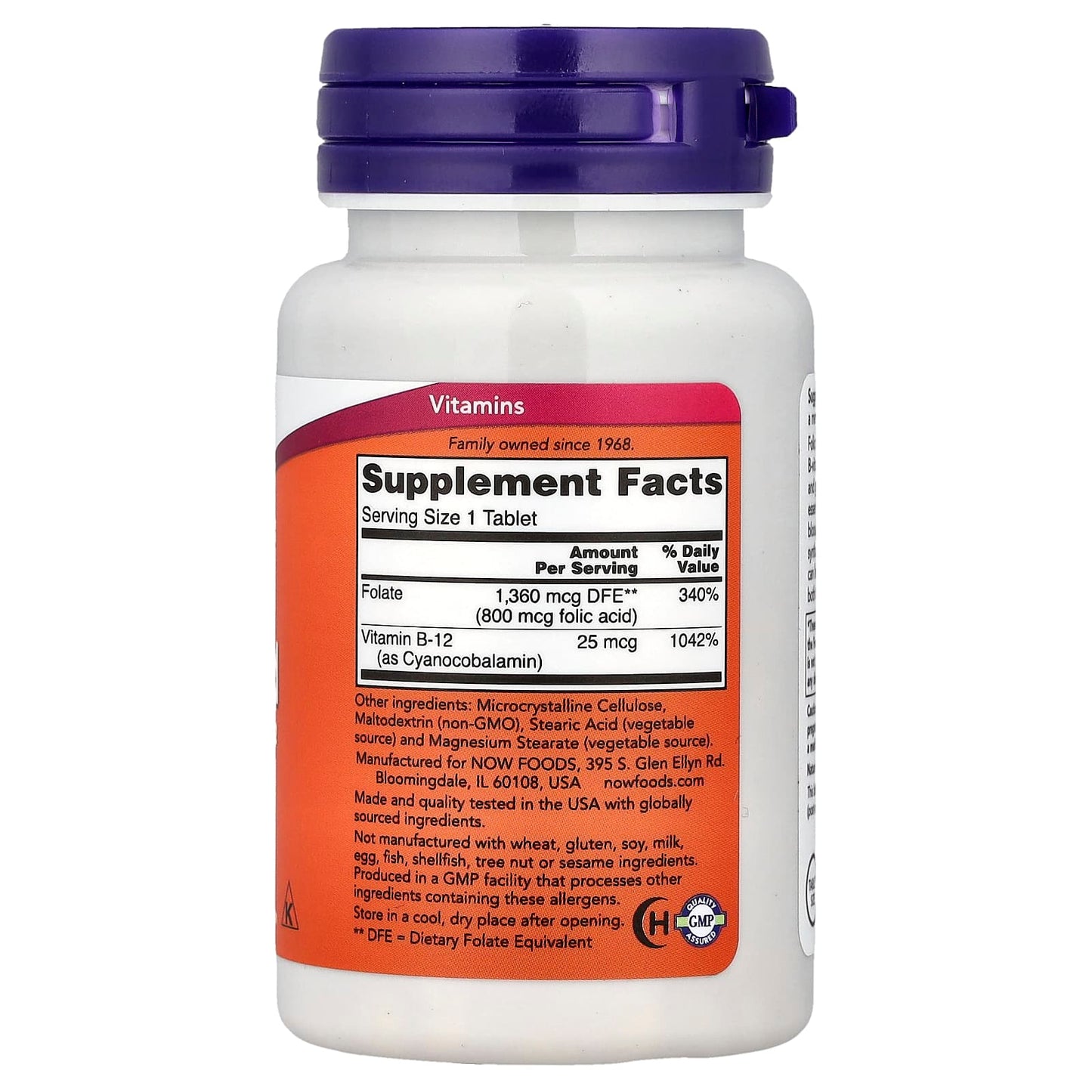 Vitamin B-12 with Folic Acid, 1000mcg - 250 lozenges