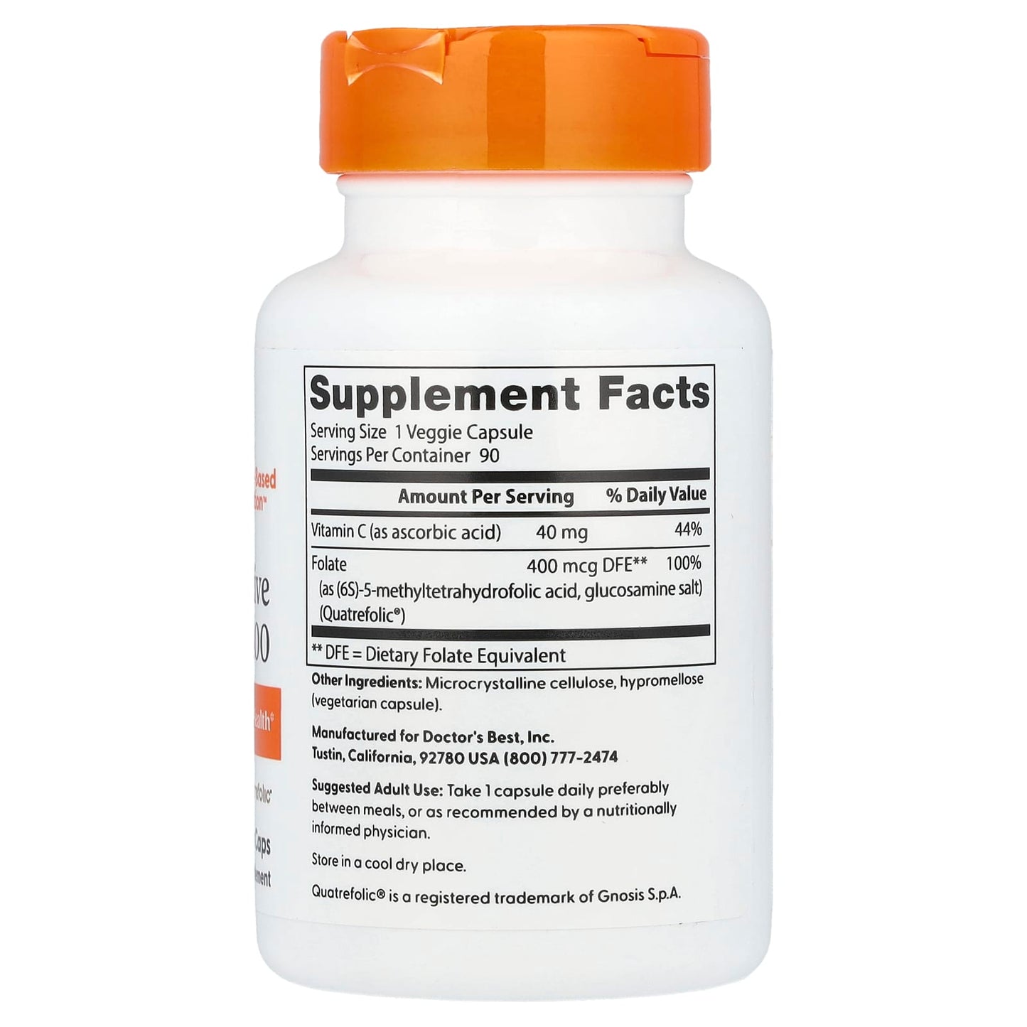 Fully Active Folate 400 with Quatrefolic, 400mcg - 90 vcaps