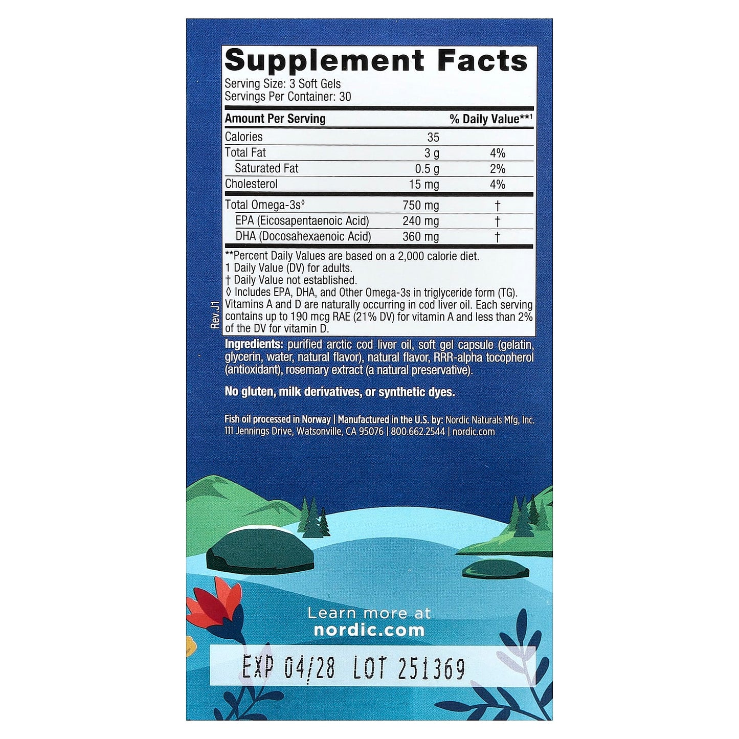 Arctic Cod Liver Oil, 750mg Lemon - 90 softgels