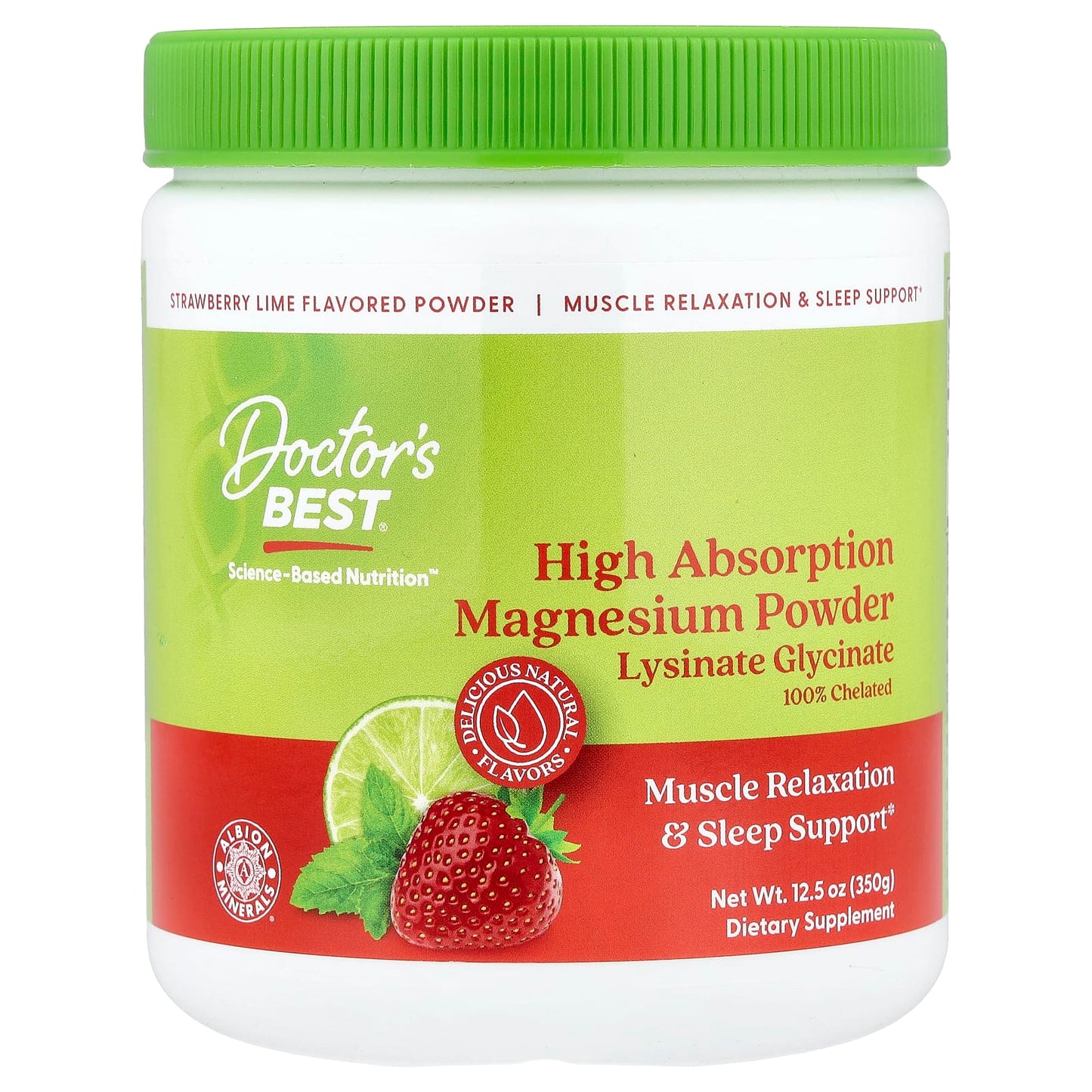 High Absorption Magnesium Powder, Strawberry Lime - 350g
