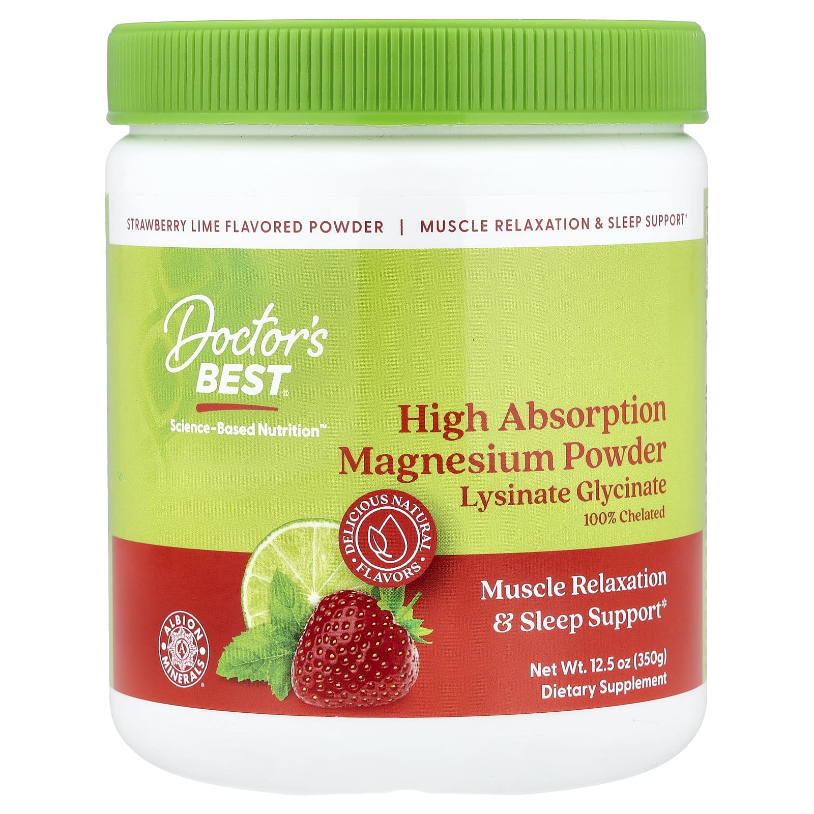 High Absorption Magnesium Powder, Strawberry Lime - 350g