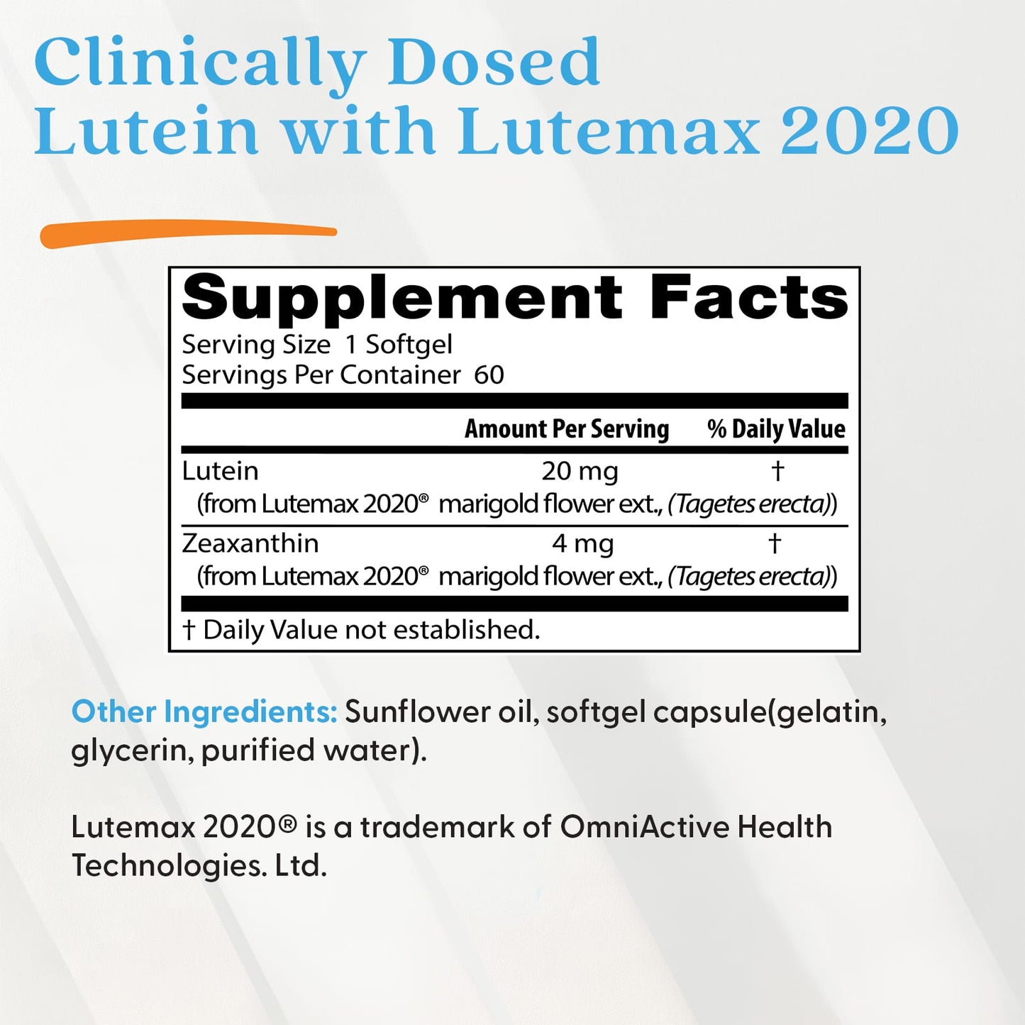 Lutein with Lutemax, 20mg - 60 softgels