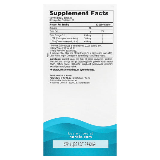 DHA, 830mg Strawberry - 180 softgels