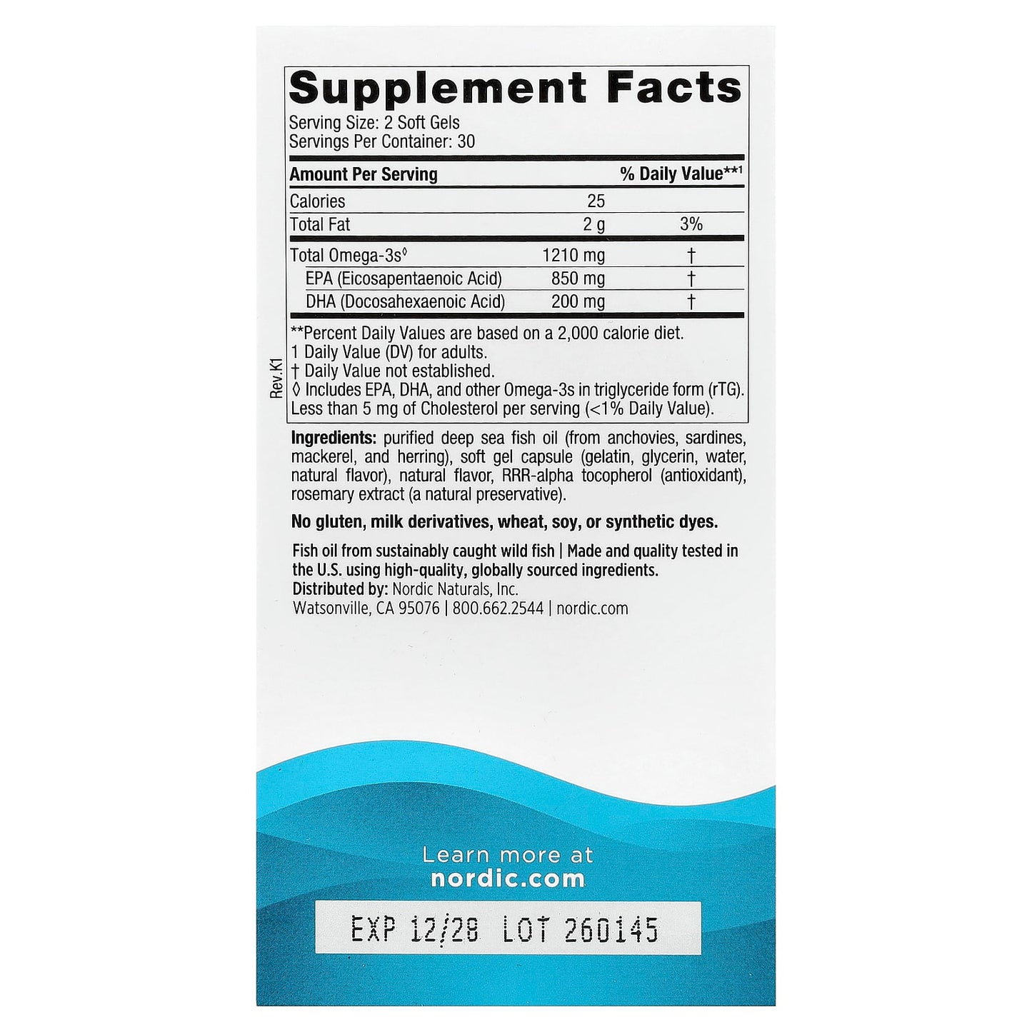 EPA Xtra Fish Oil, 1640mg Lemon - 60 softgels