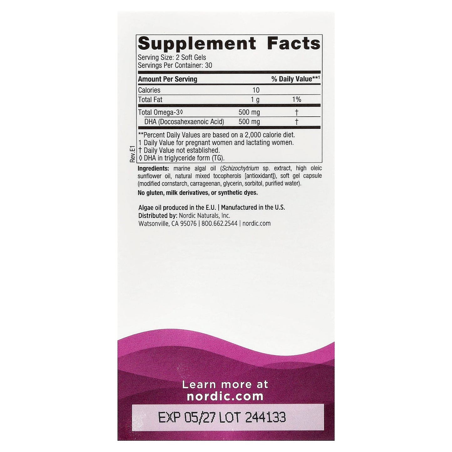 Prenatal DHA Vegan, 500mg - 60 softgels