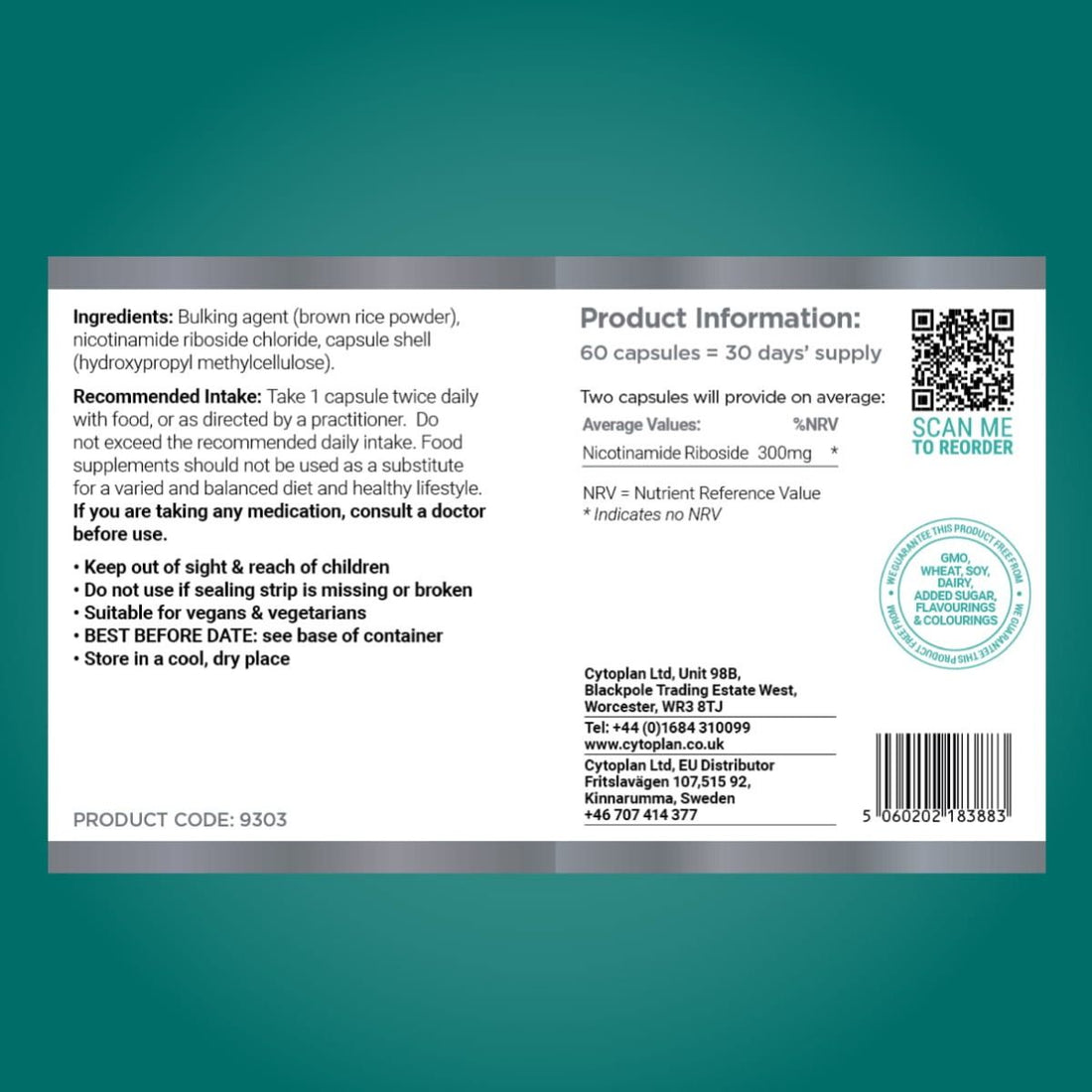 Cytoplan Nicotinamide Riboside - 60 vcaps - image 3