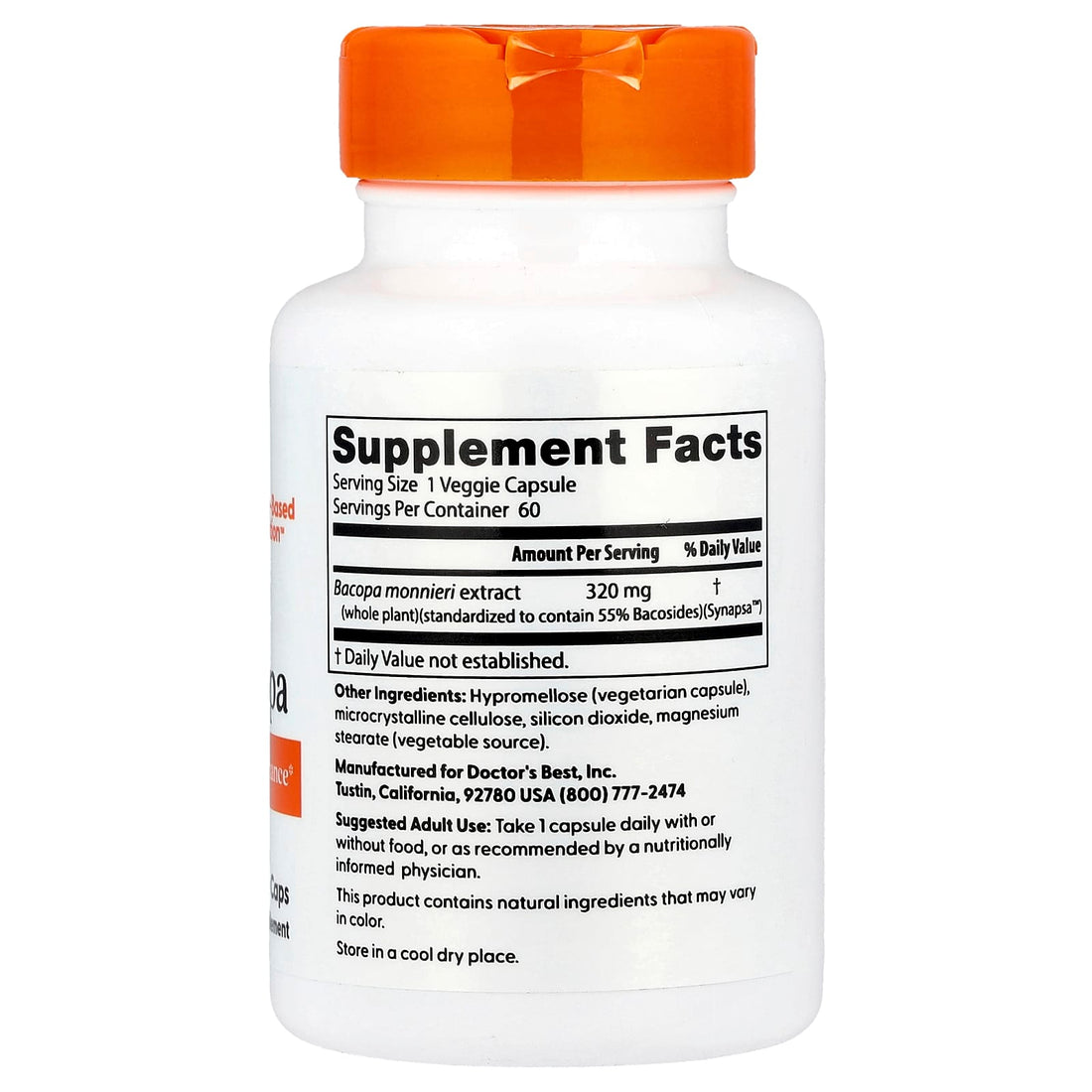 Doctor's Best Bacopa, 320mg - 60 vcaps - image 2