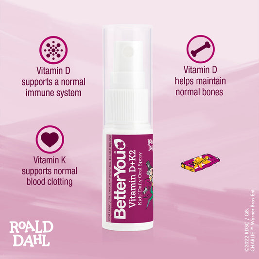Vitamin D+K2 Kid's Daily Oral Spray, Bubblegum & Blueberry - 15 ml.