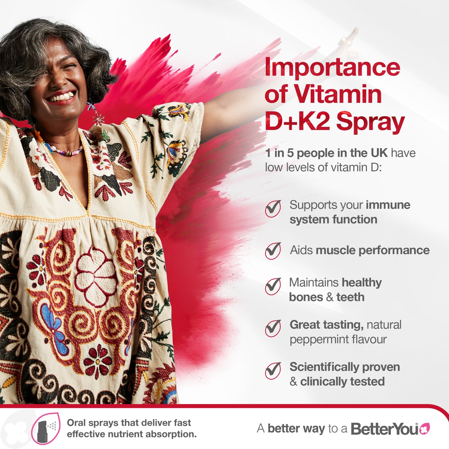 DLux+ Vitamin D+K2 Daily Oral Spray - 12 ml.