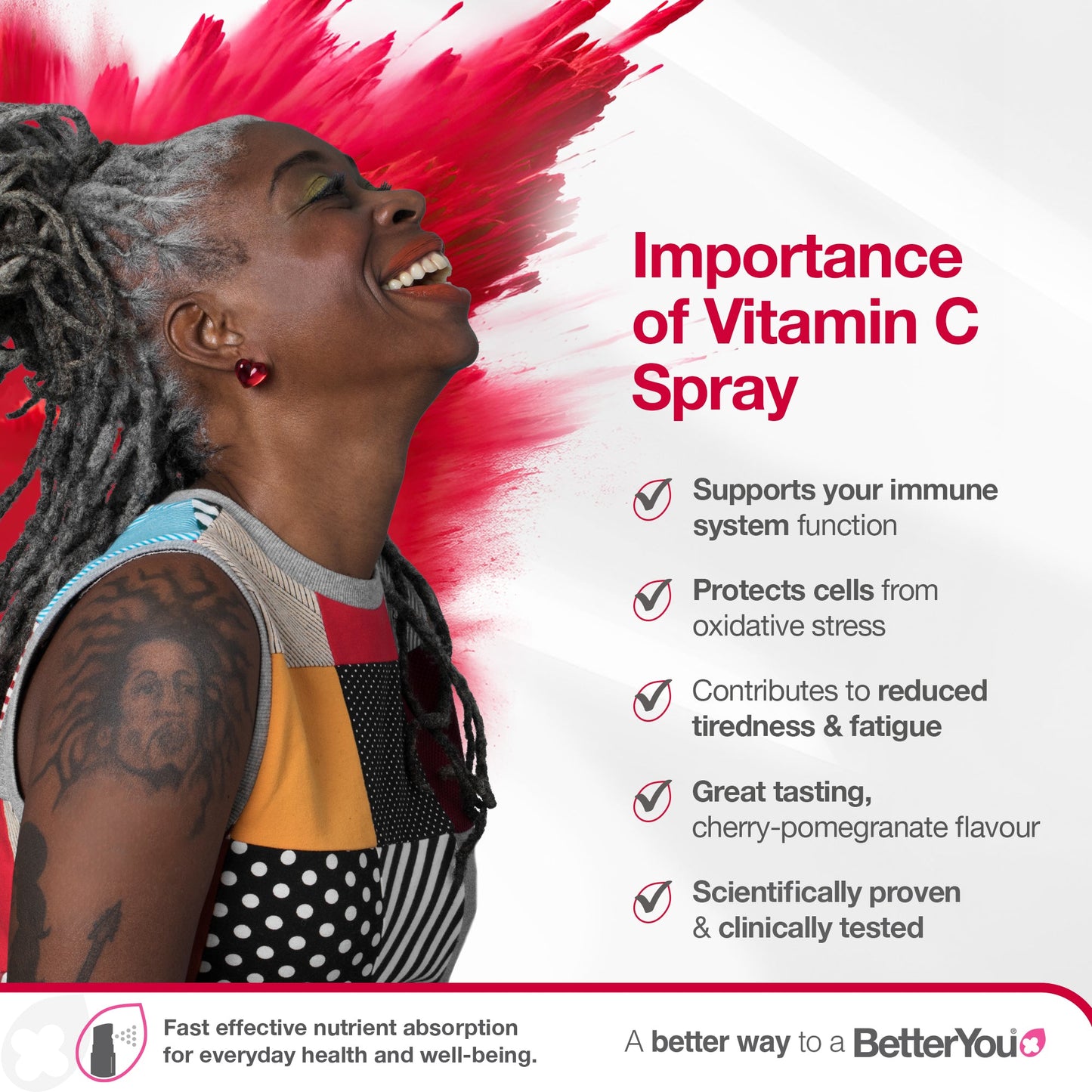 Vitamin C Daily Oral Spray, Natural Cherry and Pomegranate - 50 ml.