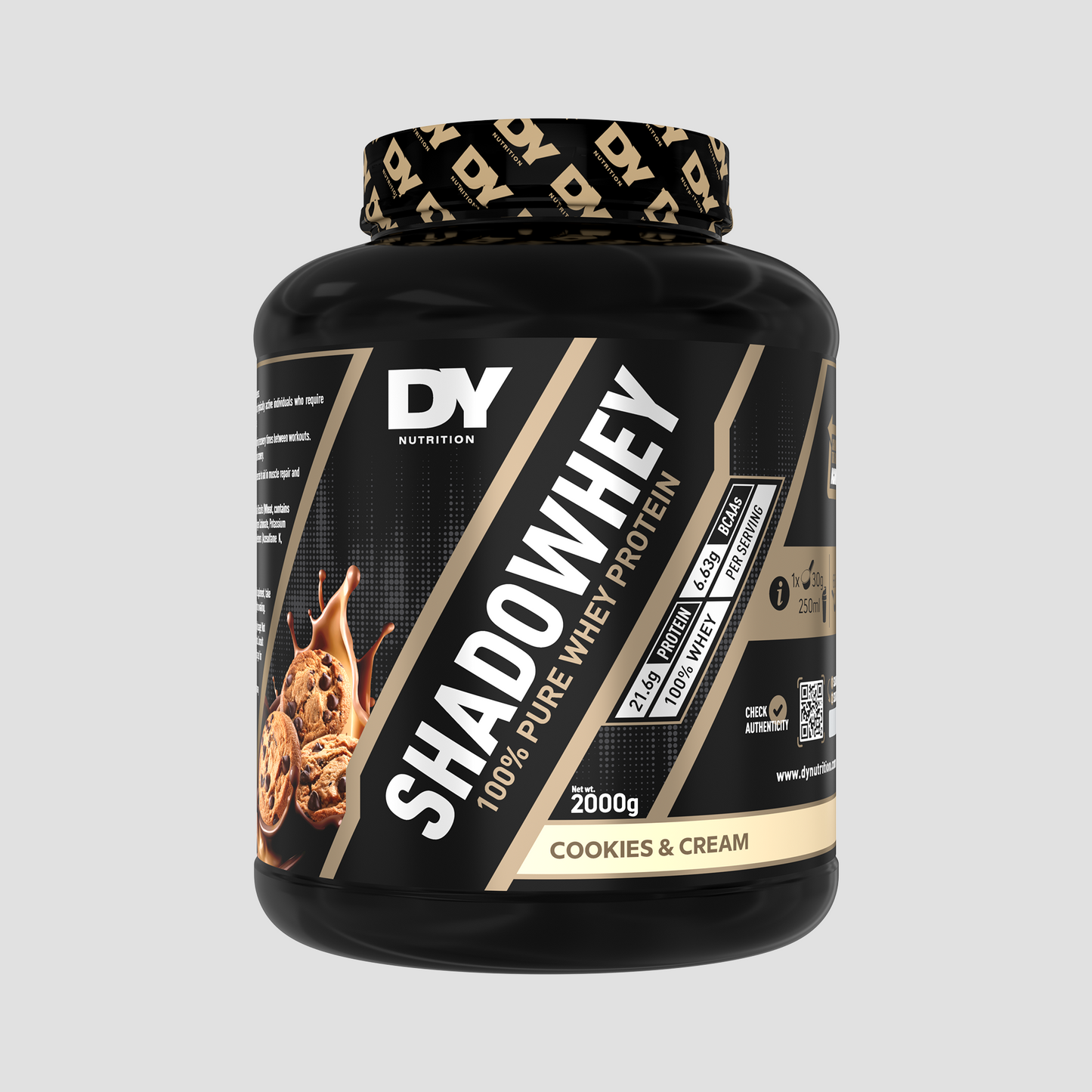ShadoWhey 100% Pure Whey Protein, Cookies & Cream - 2000g