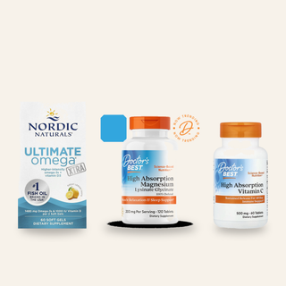 Heart and Circulation Stack: Nordic Naturals Ultimate Omega Xtra, Doctors Best High Absorption Magnesium and Doctors Best Vitamin C 500mg