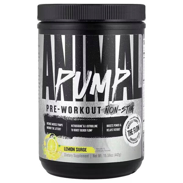 Pump Pre-Workout Non-Stim, Lemon Surge - 442g - Animal