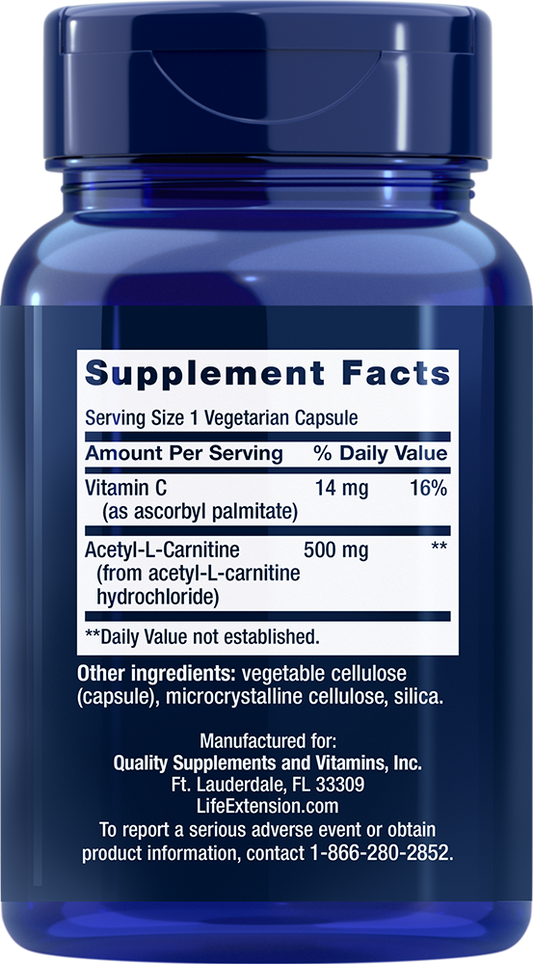 Acetyl-L-Carnitine, 500mg - 100 vcaps