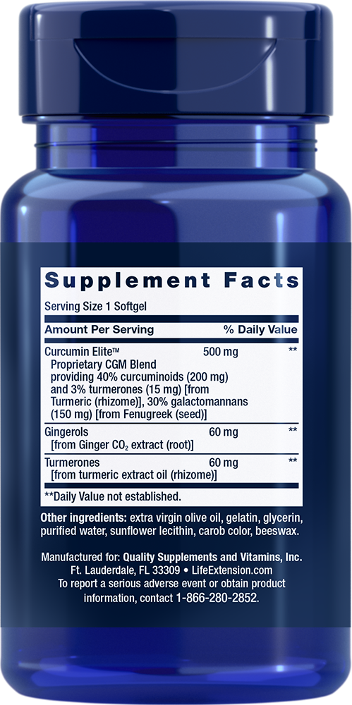 Advanced Curcumin Elite Turmeric Extract, Ginger & Turmerones - 30 softgels