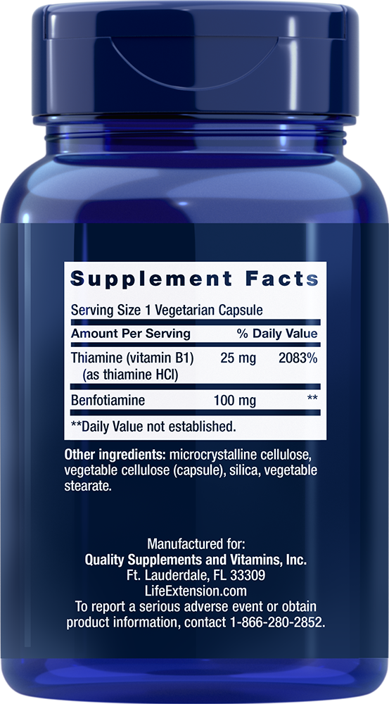 Benfotiamine with Thiamine, 100mg - 120 vcaps
