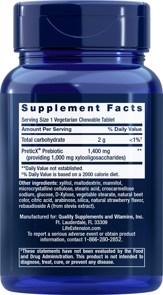 Florassist Prebiotic Chewable, Natural Strawberry - 60 vegetarian chewable tabs