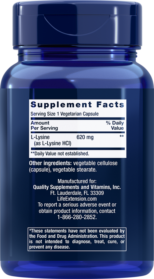 L-Lysine, 620mg - 100 vcaps