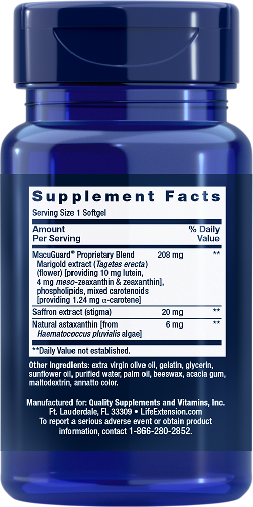 MacuGuard Ocular Support with Saffron & Astaxanthin - 60 softgels