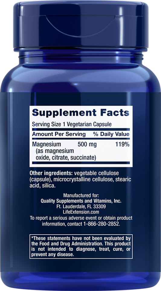 Magnesium Caps, 500mg - 100 vcaps