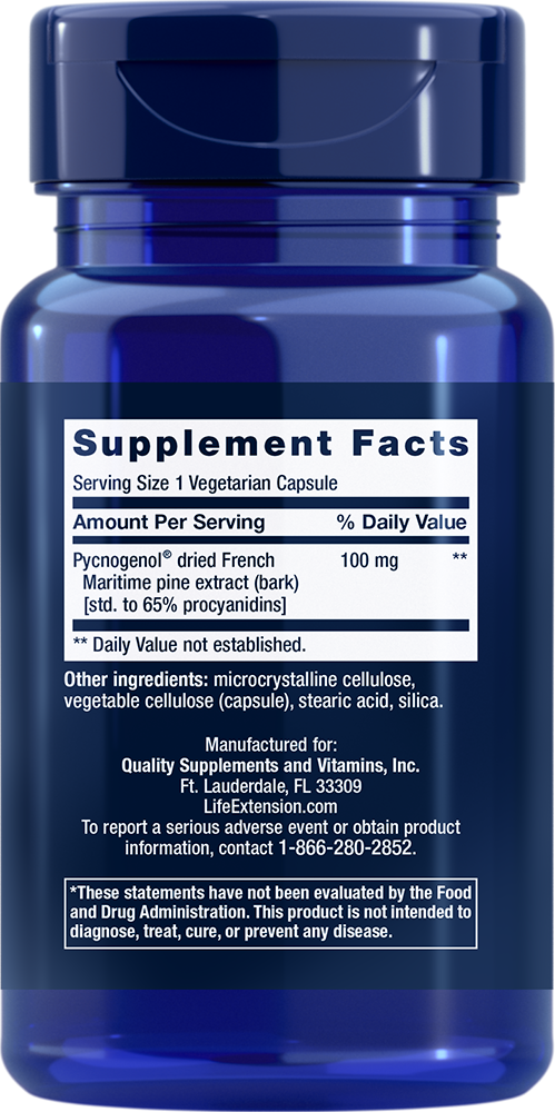 Pycnogenol French Maritime Pine Bark Extract, 100mg - 60 vcaps