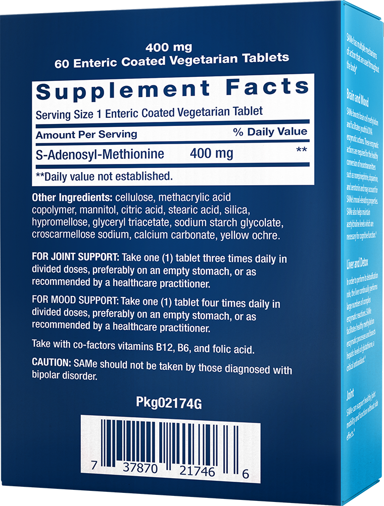 SAMe S-Adenosyl-Methionine, 400mg - 60 enteric coated tabs