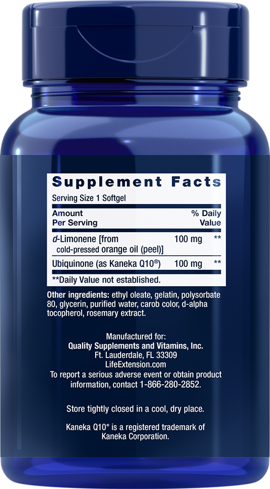 Super-Absorbable CoQ10 (Ubiquinone) with d-Limonene, 100mg - 60 softgels