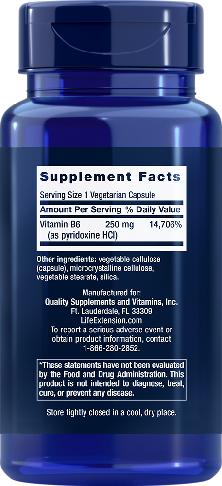 Vitamin B6, 250mg - 100 vcaps