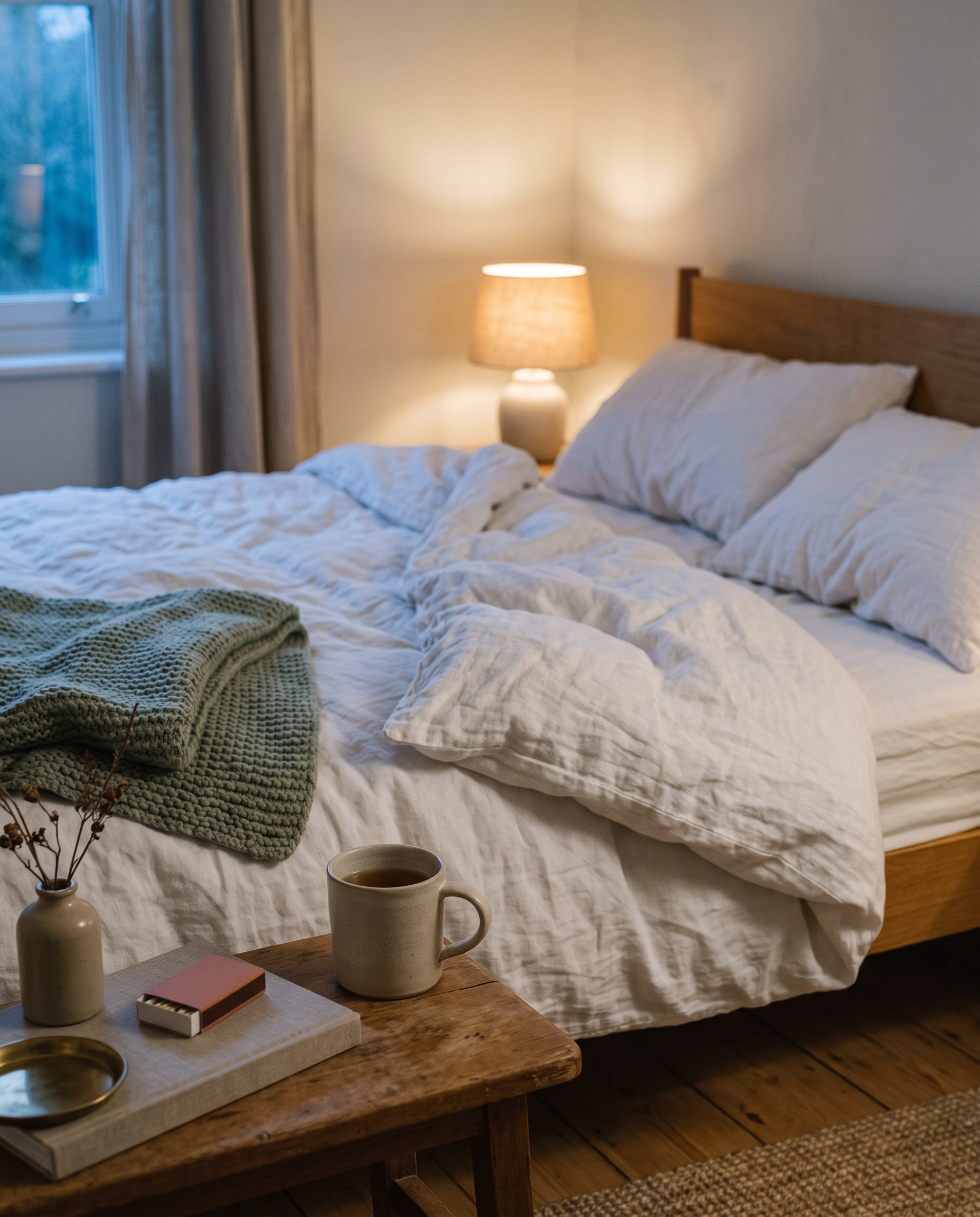 Restful bedside scene representing the Sleep and Stress Stack